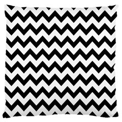 Black And White Chevron Large Cushion Case (one Side) by GardenOfOphir