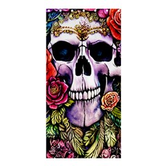 Sugar Skull With Flowers - Day Of The Dead Shower Curtain 36  X 72  (stall)  by GardenOfOphir
