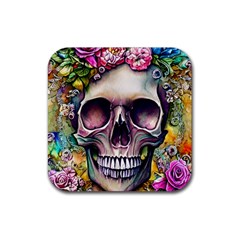 Skull And Bones Retro Rubber Coaster (square) by GardenOfOphir