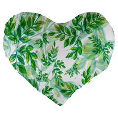 Leaves-37 Large 19  Premium Flano Heart Shape Cushions by nateshop