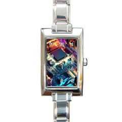Ai Generated Motherboard City Technology Tech Cpu Rectangle Italian Charm Watch by Jancukart