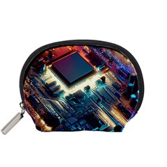 Ai Generated Motherboard City Technology Tech Cpu Accessory Pouch (small) by Jancukart