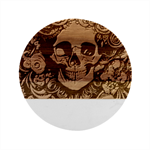 Skull Bones Marble Wood Coaster (Round)
