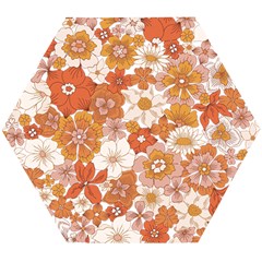Flowers Petals Leaves Floral Print Wooden Puzzle Hexagon by Ravend
