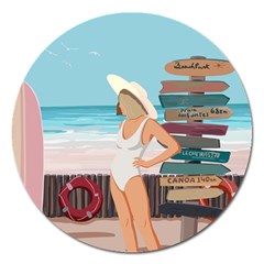 Vacation On The Ocean Magnet 5  (round) by SychEva