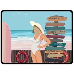 Vacation On The Ocean Two Sides Fleece Blanket (large) by SychEva