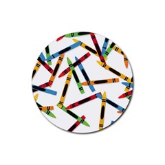 Crayons Rubber Round Coaster (4 Pack) by nateshop
