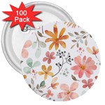 Flowers-107 3  Buttons (100 pack) 