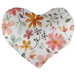Flowers-107 Large 19  Premium Flano Heart Shape Cushions