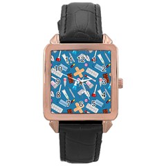 Medicine Pattern Rose Gold Leather Watch  by SychEva