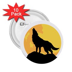 Wolf Wild Animal Night Moon 2 25  Buttons (10 Pack)  by Semog4