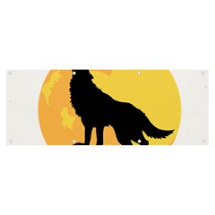 Wolf Wild Animal Night Moon Banner And Sign 8  X 3  by Semog4