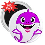 Purple Shark Fish 3  Magnets (100 pack)