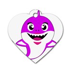 Purple Shark Fish Dog Tag Heart (One Side)