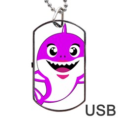 Purple Shark Fish Dog Tag Usb Flash (one Side) by Semog4