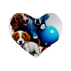 Cute Dog Dogs Animal Pet Standard 16  Premium Flano Heart Shape Cushions by Semog4