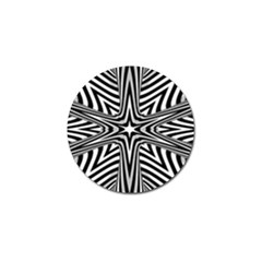 Fractal Star Mandala Black And White Golf Ball Marker by Semog4
