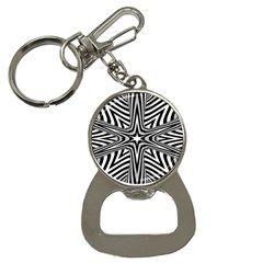 Fractal Star Mandala Black And White Bottle Opener Key Chain by Semog4