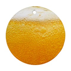 Texture Pattern Macro Glass Of Beer Foam White Yellow Ornament (round) by Semog4