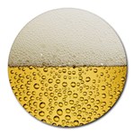 Texture Pattern Macro Glass Of Beer Foam White Yellow Art Round Mousepad