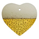 Texture Pattern Macro Glass Of Beer Foam White Yellow Art Ornament (Heart) Front