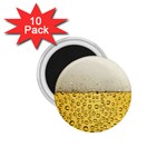 Texture Pattern Macro Glass Of Beer Foam White Yellow Art 1.75  Magnets (10 pack) 