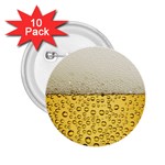 Texture Pattern Macro Glass Of Beer Foam White Yellow Art 2.25  Buttons (10 pack) 