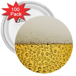 Texture Pattern Macro Glass Of Beer Foam White Yellow Art 3  Buttons (100 pack) 