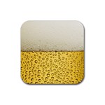 Texture Pattern Macro Glass Of Beer Foam White Yellow Art Rubber Coaster (Square)