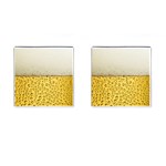 Texture Pattern Macro Glass Of Beer Foam White Yellow Art Cufflinks (Square)