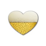 Texture Pattern Macro Glass Of Beer Foam White Yellow Art Rubber Heart Coaster (4 pack)