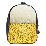 Texture Pattern Macro Glass Of Beer Foam White Yellow Art School Bag (Large)