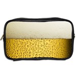 Texture Pattern Macro Glass Of Beer Foam White Yellow Art Toiletries Bag (Two Sides) Back