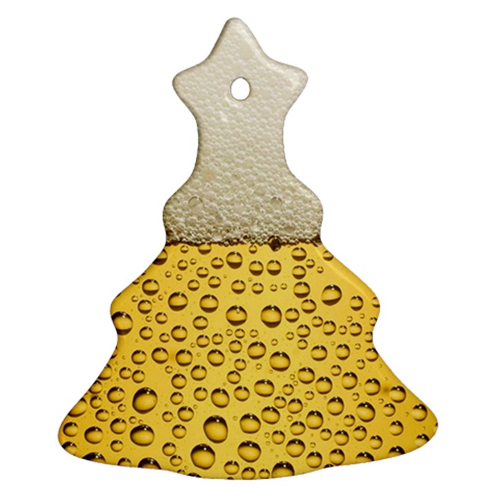 Texture Pattern Macro Glass Of Beer Foam White Yellow Art Christmas Tree Ornament (Two Sides)