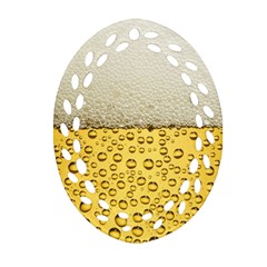Texture Pattern Macro Glass Of Beer Foam White Yellow Art Oval Filigree Ornament (two Sides) by Semog4
