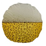 Texture Pattern Macro Glass Of Beer Foam White Yellow Art Large 18  Premium Round Cushions