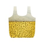 Texture Pattern Macro Glass Of Beer Foam White Yellow Art Full Print Recycle Bag (S) Front