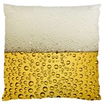 Texture Pattern Macro Glass Of Beer Foam White Yellow Art Large Premium Plush Fleece Cushion Case (Two Sides)