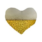 Texture Pattern Macro Glass Of Beer Foam White Yellow Art Standard 16  Premium Flano Heart Shape Cushions Front