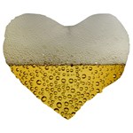 Texture Pattern Macro Glass Of Beer Foam White Yellow Art Large 19  Premium Flano Heart Shape Cushions