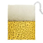 Texture Pattern Macro Glass Of Beer Foam White Yellow Art Drawstring Pouch (5XL) Front