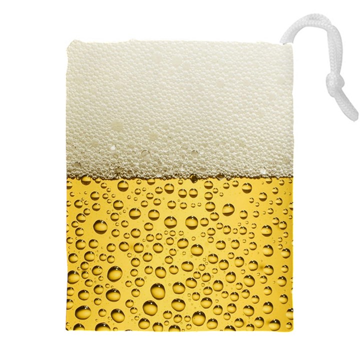 Texture Pattern Macro Glass Of Beer Foam White Yellow Art Drawstring Pouch (5XL)