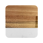 Texture Pattern Macro Glass Of Beer Foam White Yellow Art Marble Wood Coaster (Square)