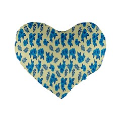 Rose-blue Standard 16  Premium Flano Heart Shape Cushions by nateshop