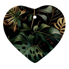 Tropical Leaves Leaf Foliage Monstera Nature Home Ornament (heart)