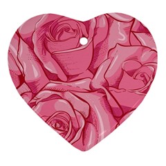 Pink Roses Pattern Floral Patterns Ornament (heart)