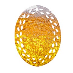 Texture Pattern Macro Glass Of Beer Foam White Yellow Bubble Oval Filigree Ornament (two Sides) by Semog4