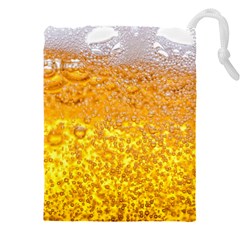 Texture Pattern Macro Glass Of Beer Foam White Yellow Bubble Drawstring Pouch (5xl) by Semog4