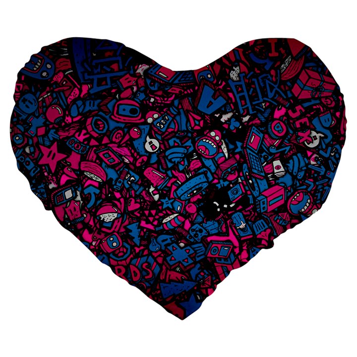 Grafitti Graffiti Abstract Artwork Digital Large 19  Premium Heart Shape Cushions