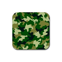 Green Military Background Camouflage Rubber Coaster (square) by Semog4